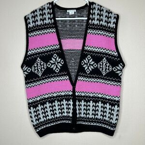Esprit Sport Vintage 80s Nordic Fair Isle Geometric Intarsia Knit Sweater Vest S